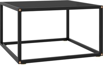 vidaXL Vidaxl - Mesa de centro negra con vidrio negro 60x60x35 cm