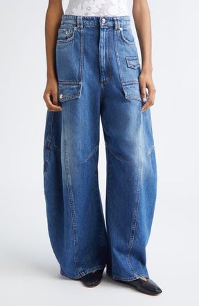 Sportmax Violino Utility Barrel Leg Jeans in Midnight Blue at Nordstrom, Size 28