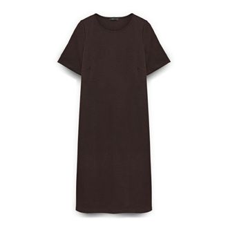 Fiorella Rubino Lange Jurk in Milano Stitch - Dames - Casual kleedjes - Bruin - S - Nylon - Kleedjes