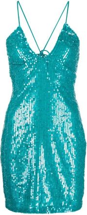 P.A.R.O.S.H. Mini-jurk - Dames - Feestkleedjes - Blauw - XS - Pailletten - Kleedjes
