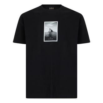 Paul & Shark Cotton T-shirt with print - male - Paul & Shark - T-Shirts - Black - L - Tops