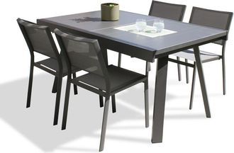 DCB Garden Stockholm - Conjunto De Comedor De Jard&iacute;n 4 Plazas De Aluminio Dcb Garden