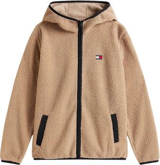 Tommy Jeans Teddy Badge Hoodie - Heren - Zomerjassen - Beige - XS - Polyester - Jassen