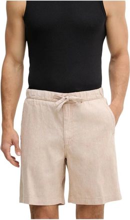 Michael Kors Korte Broeken, Heren, Beige, M, Linnen, Linnen Blend Shorts