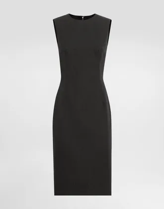 Dolce & Gabbana Woolen Calf-length Sheath Dress - Woman Dresses Gray 36