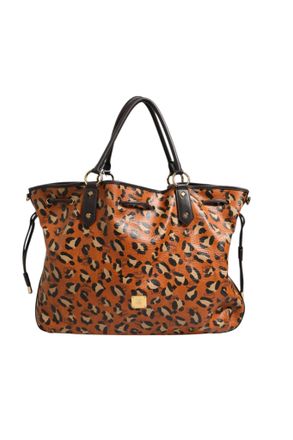 MCM Visetos Leopard Aren Medium Shopper Womens Tote (Pre-Owned)