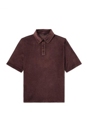 Loro Piana Cotton and Silk-Blend Velour Polo Shirt