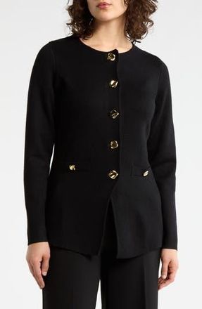 Adrianna Papell Notch Front Sweater Jacket in Black at Nordstrom Rack, Size X-Small