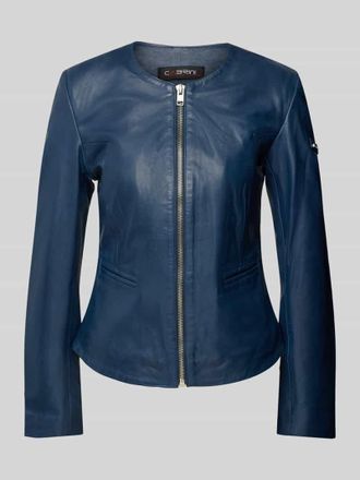 Cabrini Shaped Fit Lederjacke aus echtem Lammnappa in Blau, Größe 38