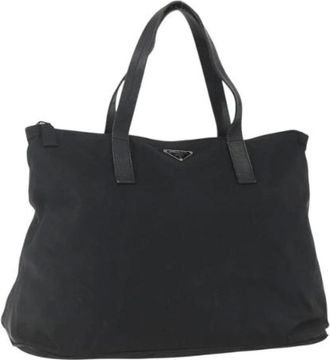 Prada Pre-owned Tote Bags, female, Black, Size: ONE SIZE Pre-owned Nylon Tote Bag