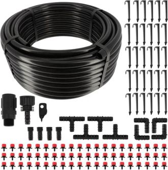 OEM Kit Riego Por Goteo - Tuber&iacute;a 30 M Di&aacute;metro 16 Mm - 60 Emisores Regulables - Para Invernadero Huerta Jard&iacute;n - 1 Unidad