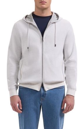 Bugatchi Piqu&eacute; Zip Hoodie in Chalk at Nordstrom, Size Xxx-Large
