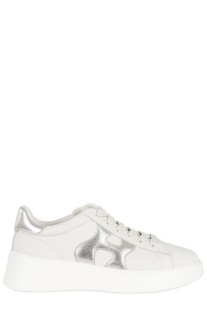 Hogan White Rebel H Punched Side-Logo Leather Sneakers