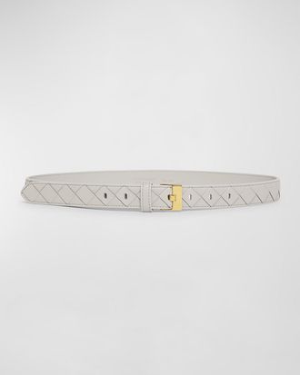 Bottega Veneta Woven Leather & Brass Belt