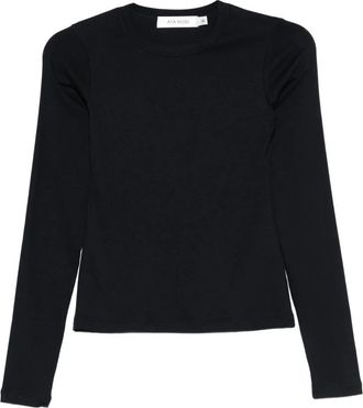 Aya Muse Geribbelde Longsleeve Shirt - Dames - Longsleeves - Zwart - XS - Denim - Tops