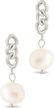 Sterling Forever Priscilla Faux Pearl Crisscross Drop Earrings in Silver at Nordstrom Rack