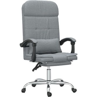 vidaXL Silla De Oficina Reclinable Con Masaje De Tela Gris Claro Vidaxl