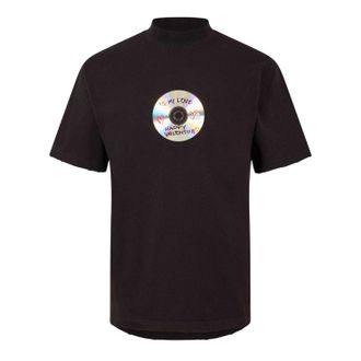 Balenciaga Heren Korte Mouwen Valentijnsdag T-Shirt (Gewassen Zwart)