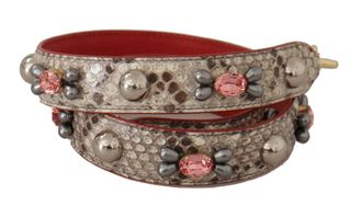 Dolce & Gabbana Python Leather Studded Shoulder Bag Strap - Beige