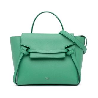 Celine Pre-owned Handbags, female, Green, Size: ONE SIZE Pre-owned Structured Leather Top Handle Bag with Adjustable Shoulder Strap