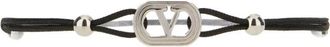 Valentino Garavani Ovalette Armband met Koord - Heren - Armbanden - Zwart - ONE Size - Katoen - Accessoires