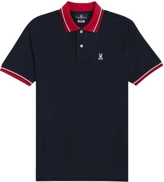 Psycho Bunny Polo in cotone con ricamo logo - Blu