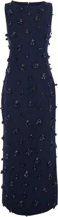 SIMKHAI Claudia S/L Versierde Midi Jurk - Dames - Avondkleed - Blauw - L - Polyester - Kleedjes