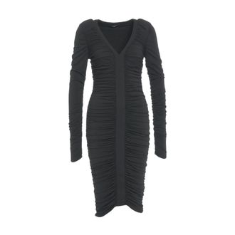 Guess Midi Dresses, female, Black, Size: XL Elegant Ruched Dress Nero Aw25