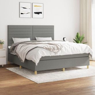 vidaXL Vidaxl - Cama Box Spring Con Colch&oacute;n Tela Gris Oscuro 160x200 Cm