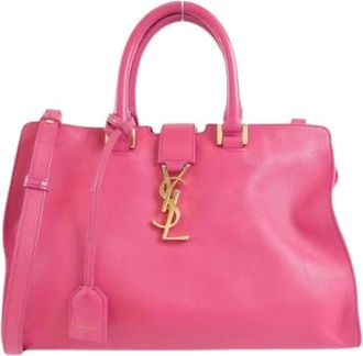 Saint Laurent Pre-owned Handbags, female, Pink, Size: ONE SIZE Pre-owned Leather Handbag