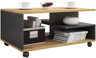 ebuy24 Ebuy24 - Mesa De Centro De Madera Vcm Simple Ruedas Suaves Dimensiones Aprox. Al. 41 X An. 80 X P. 50 Cm Mesa De Centro Enrollable - Stango L (antraci