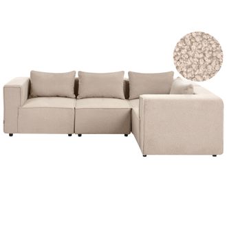 Beliani Sof&aacute; Esquinero Izquierdo Moderno 4 Plazas Modular Tapizado De Boucl&eacute; Beige Axebo