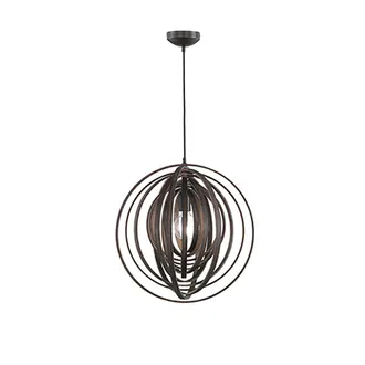 Trio Lampada Sospensione Interno Sfera Cerchi Di Legno Marrone 6w Boolan Gd