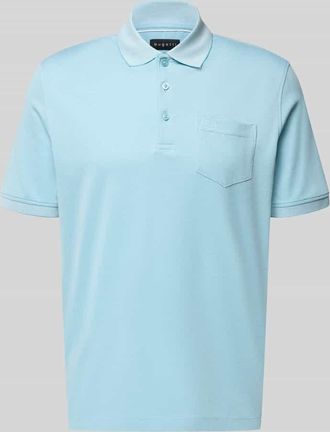 Bugatti Regular Fit Poloshirt mit Brusttasche und Label-Stitching in Aqua, Gr&ouml;&szlig;e XXXL