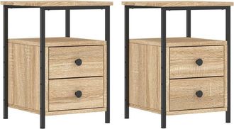 vidaXL Vidaxl - Mesitas noche 2 uds madera ingeniería roble Sonoma 34x35,5x50cm