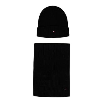 Tommy Hilfiger Beanies, male, Black, Size: ONE SIZE Flag Beanie And Scarf Gift Set