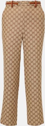 Gucci Pantaloni regular Horsebit in canvas GG