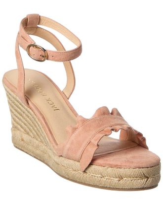 Jack Rogers Rozette Ruffle Wedge Suede Sandal