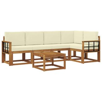 vidaXL Conjunto De Sof&aacute;s De Exterior Con Coj&iacute;n 6 Pcs Natural Y Crema Vidaxl