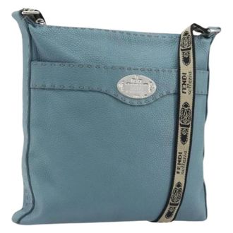 Fendi Pre-owned Leren Crossbody Tas - Dames - Pre-owned - Blauw - Maat: ONE Size Leer