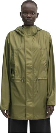 Rains Bold Long Jacket W3 - Dames - Regenjassen - Groen - L - Polyester - Jassen