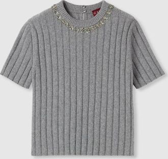 Gucci Rib Soft Wool And Cashmere Top, Grey, Ready-to-wear