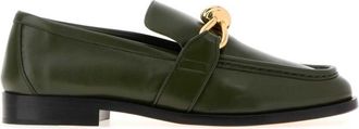 Bottega Veneta Green Leather Astaire Loafers