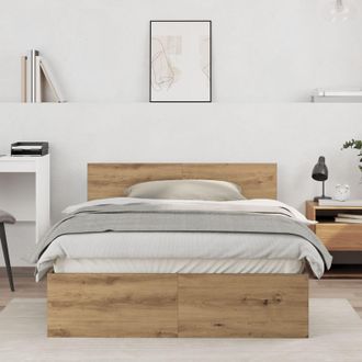 Berkfield Home Bed Frame with Headboard Artisan Oak 120 x 190 cm in Brown