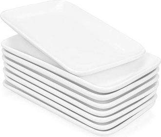 OEM Platos Rectangulares De Porcelana Blanca, Juego De 8, 20,3 Cm, Elegantes Y Duraderos - Ulisem