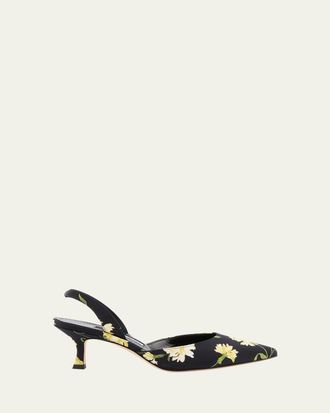 Manolo Blahnik Carolyne Floral Slingback Pumps
