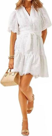 Lilly Pulitzer Xylia Mini Dress In Resort White Pineapple Tile Eyelet