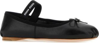 Miu Miu Womens Black Leather Ballerinas Nero Ballerine Flat Shoes
