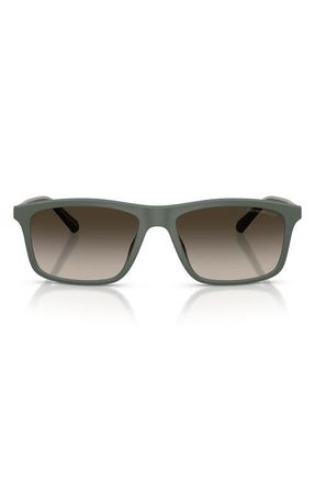 Emporio Armani 57mm Gradient Pillow Sunglasses in Matte Green /Gradient Brown at Nordstrom