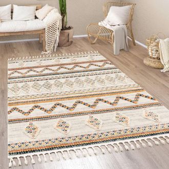 Paco Home Paco Home Alfombra Salon De Habitacion Pelo Corto Modern Boho Etnica Nordica Dibujo Flecos 240x340 Cm, Multicolor